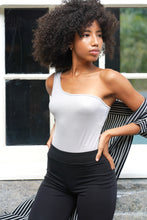 Load image into Gallery viewer, One Shoulder Metallic Skinny Bodysuit