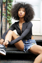 Load image into Gallery viewer, Stylish zip-up tight high stretch thumb hole thick bodysuit