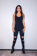 Load image into Gallery viewer, Basic Black Form-fitting Unitard Bodysuit
