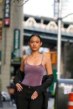 Load image into Gallery viewer, Fitted Ribbed Velvet Cami Bodysuit