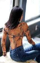 Load image into Gallery viewer, Sheer Mesh Long Sleeve Print Bodysuit
