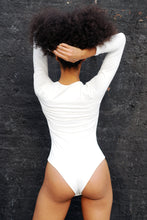 Load image into Gallery viewer, Solid Color Stretch Deep V Sexy Elegant Bodysuit - Whtie