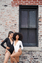 Load image into Gallery viewer, Solid Color Stretch Deep V Sexy Elegant Bodysuit - Whtie