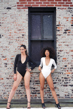 Load image into Gallery viewer, Solid Color Stretch Deep V Sexy Elegant Bodysuit - Whtie