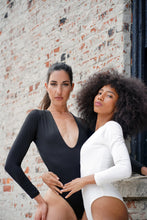 Load image into Gallery viewer, Solid Color Stretch Deep V Sexy Elegant Bodysuit - Black