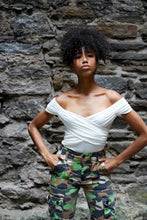 Load image into Gallery viewer, Off Shoulder Short Sleeve Crisscross Design Bodysuit