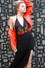 Load image into Gallery viewer, Plunging Backless Bodysuit With Embroidered Appliqué