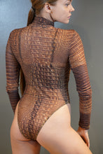 Load image into Gallery viewer, Crocodile Print Sheer Mesh Bodysuit