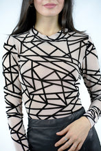 Load image into Gallery viewer, Sheer Mesh Geometric Bodysuit