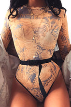 Load image into Gallery viewer, Sheer Mesh Long Sleeve Print Bodysuit