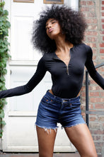 Load image into Gallery viewer, Stylish zip-up tight high stretch thumb hole thick bodysuit