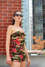 Load image into Gallery viewer, Tube Top Camo Form-fitting Short Unitard Romper Bodysuit