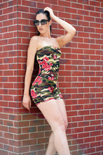 Load image into Gallery viewer, Tube Top Camo Form-fitting Short Unitard Romper Bodysuit
