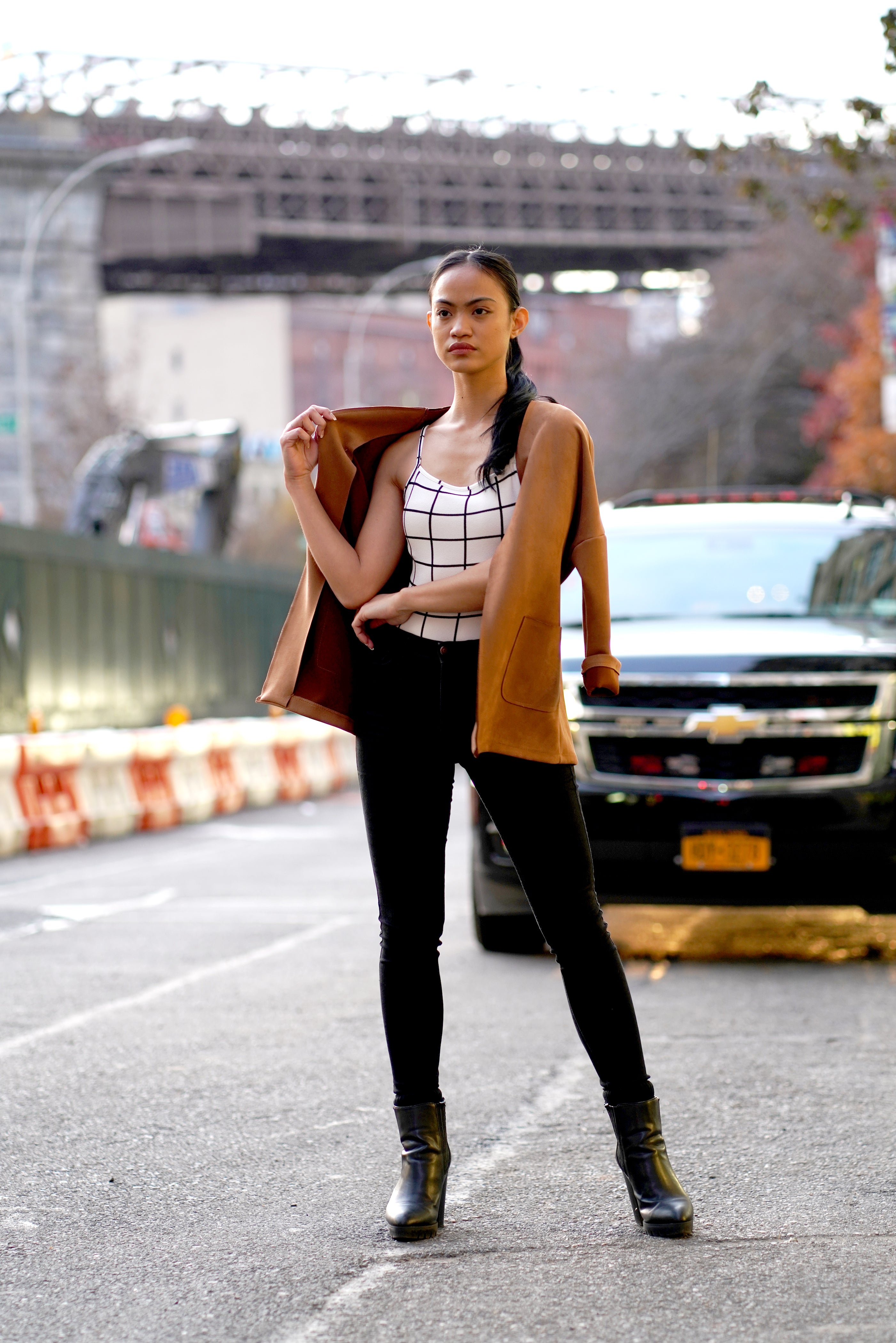 Plaid Cami Skinny Bodysuit