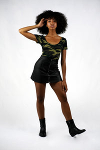 Short sleeve fitted Camo Print Bodysuit