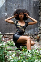Load image into Gallery viewer, Short sleeve fitted Camo Print Bodysuit