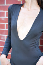 Load image into Gallery viewer, Solid Color Stretch Deep V Sexy Elegant Bodysuit - Black
