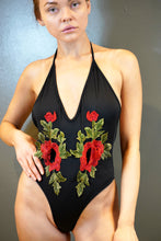 Load image into Gallery viewer, Plunging Backless Bodysuit With Embroidered Appliqué