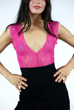 Load image into Gallery viewer, Pink Sexy Sheer Mesh Lace Bodysuit